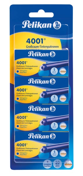 Pelikan Füllerpatronen 4001® Großraum, 4 x 5er Set Königsblau