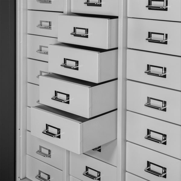 PROREGAL Schubladenschrank Chinchilla mit 40 Schubladen + 1 Ablageboden | HxBxT 179x80x41cm | Lichtgrau/Anthrazitgrau | Spind, Schubladen
