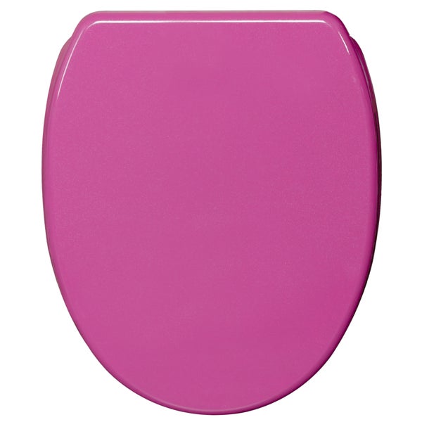 WC-Sitz in Pink, klassische ovale Form, glatte Oberfläche.
