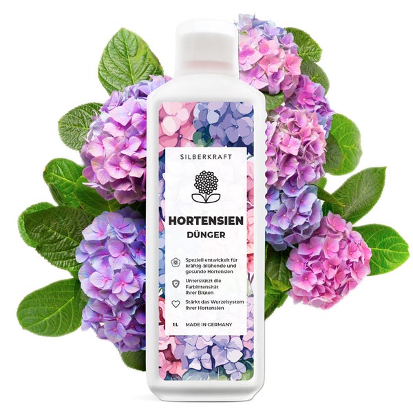 SILBERKRAFT Hortensien Dünger – Für kräftige Blüten – NPK Flüssigdünger – 1 Liter