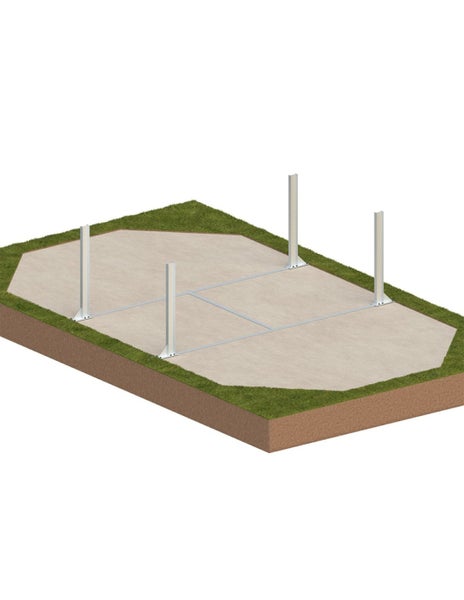 Fundamentplan mit Betonfläche und Pfosten für ein Gartenprojekt