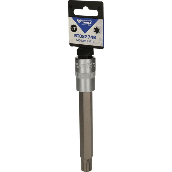 Brilliant Tools Steckschlüssel-Einsatz mit Innenvielzahnaufnahme, 140 mm Länge, M14