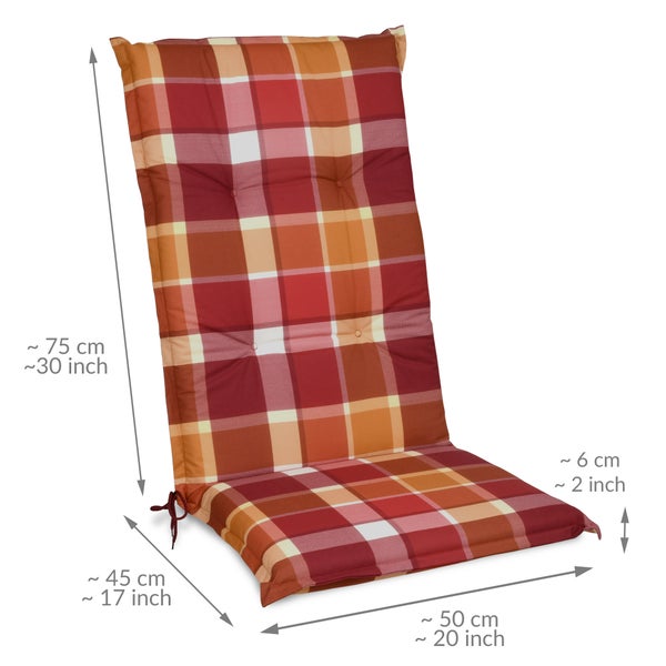 Beautissu Sunny RO Hochlehner 120x50x6cm Rot Kariert (4tlg)