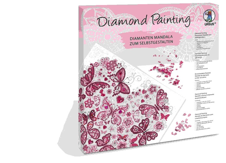 URSUS Erwachsenen-Bastelsets Diamond Painting, Diamanten Mandala Herz, Set 10