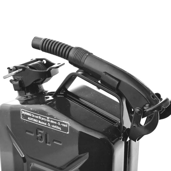 BW® Kraftstoffkanister Metall Benzinkanister 5x 5 Liter mit Ausgießer - Schwarz - RAL 9005 - TÜV-geprüft und UN-Zulassung - Made in Europe