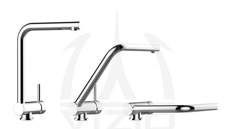 Wasserhahn Vorfenster Küchenarmatur, Umklappbar 6 CM, mit 360° schwenkbarem L-Auslauf, Verchromt