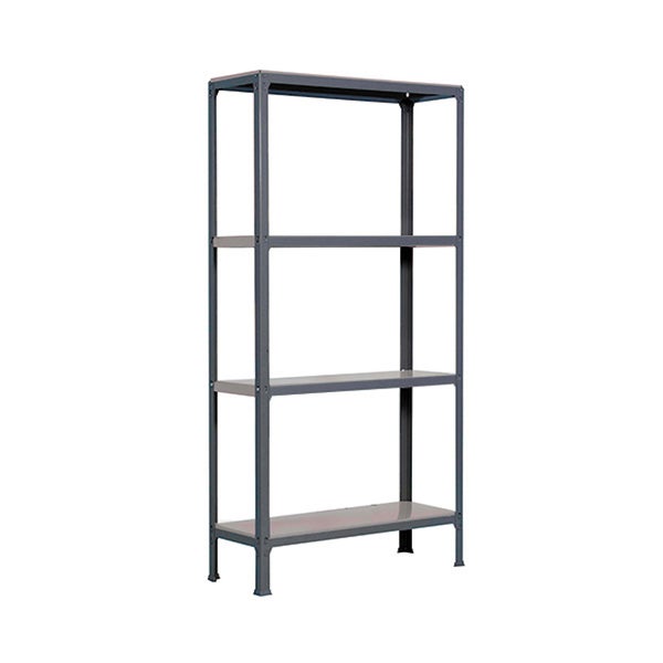 Metallregal mit vier Fachböden für Keller, Werkstatt oder Garage.