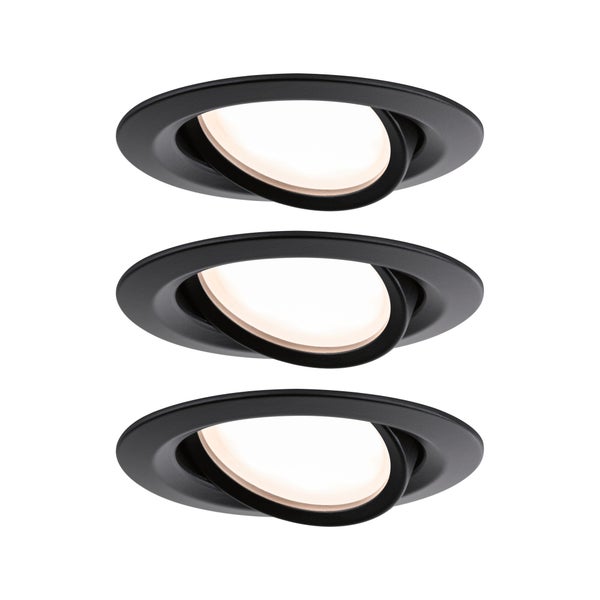 LED Einbauleuchte Nova Plus Coin Basisset schwenkbar IP65 rund 93 mm 30° Coin 3x6W 3x470lm 230V dimmbar 2700K Schwarz matt