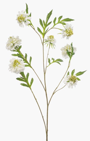 Künstliche Chrysantheme in Rosa mit grünem Stiel und gezackten Blättern für die Dekoration.