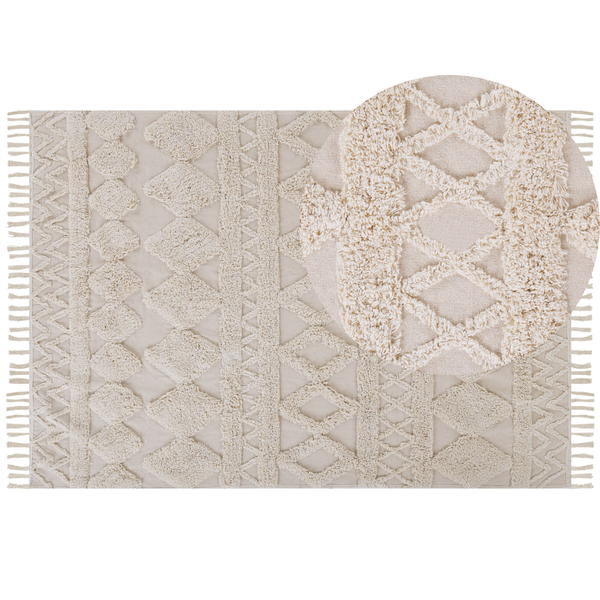 Teppich DIDIM Beige 160 x 230 cm Baumwolle