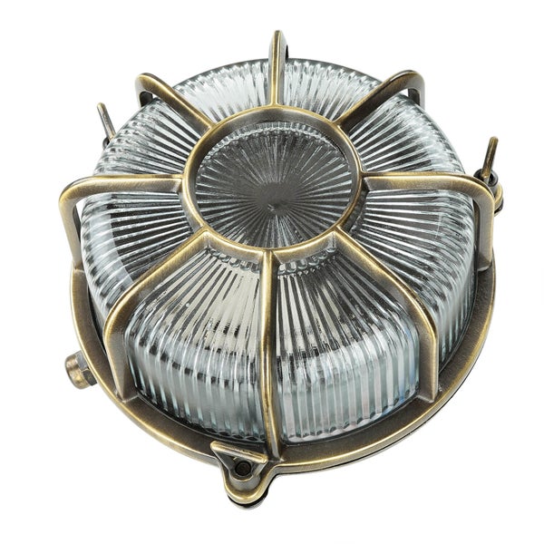 Runde Wandleuchte mit Glasschirm und Metallgehäuse