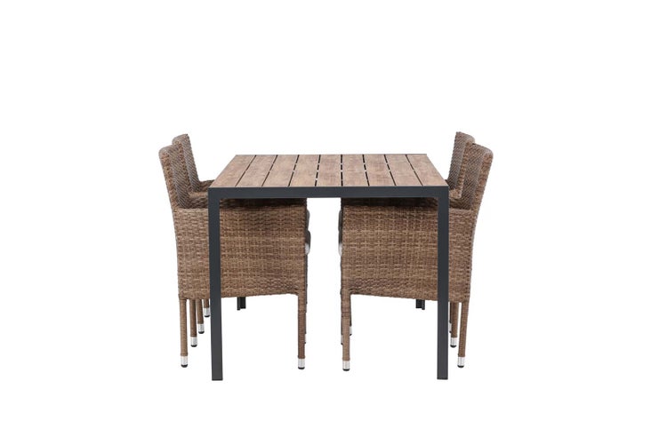 Gartentisch mit vier Korbsesseln für den Außenbereich