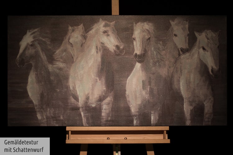 Handgemaltes Gemälde Acrylfarbe 120x60cm Weiß