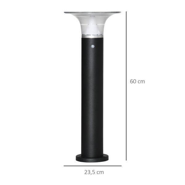 Outsunny Solarlampen für Außen, Gartenleuchte mit Solarpaneel, 2 Lichtmodi, Ø23,5 x 60 cm, Aluminium , Schwarz