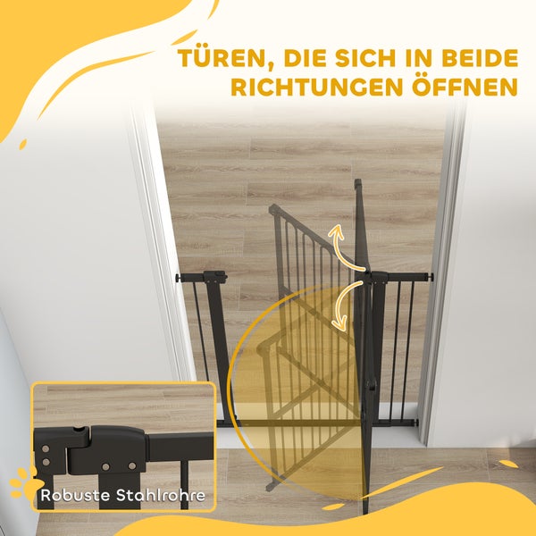 Schutzgitter aus robusten Stahlrohren, das sich in beide Richtungen öffnen lässt