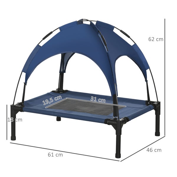 PawHut Hundebett, L61 x B46 x H62 cm, Stahl, Oxford, Dunkelblau+Schwarz