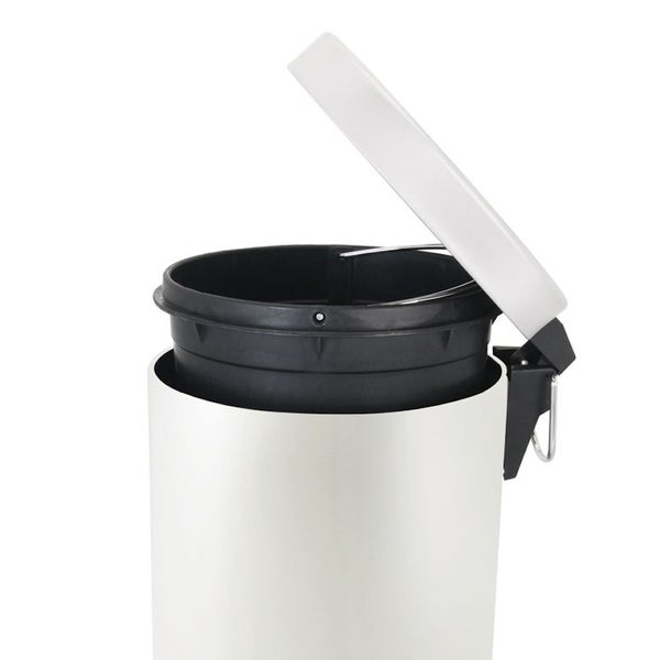 PROREGAL Runder Tretabfallsammler Mit Herausnehmbaren Kunststoff Inneneimer 12 Liter HxBxT 40 x 29,5 x 25,5 cm Weiß