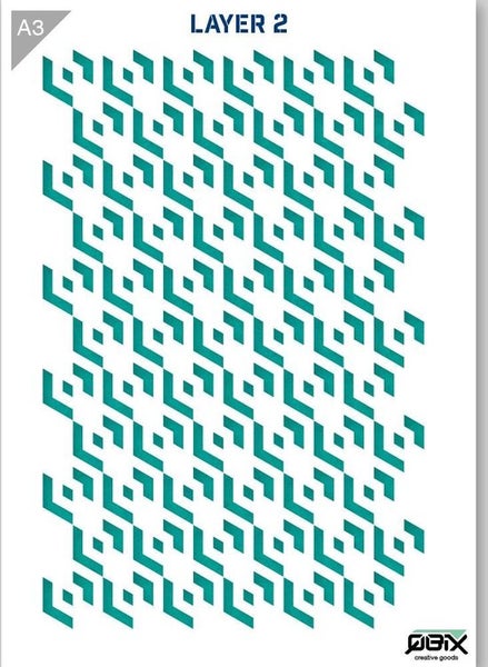 QBIX Würfelmusterschablone - 3 Schichten (3D-Effekt) Kunststoff A3 Schablone