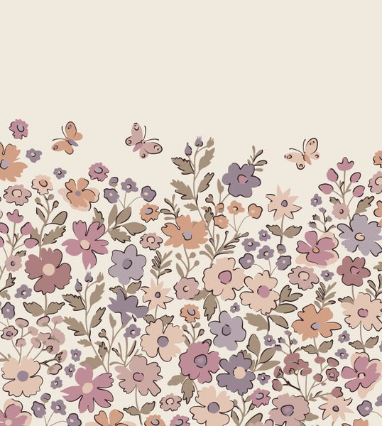 Illustration eines Blumenmusters mit Schmetterlingen