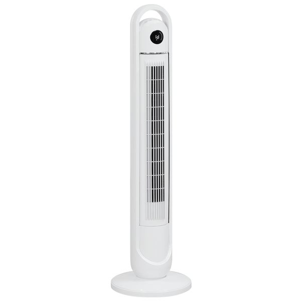HOMCOM Turmventilator, Standventilator mit 3 Belüftungsstufen, Fernbedienung, 55W Ventilator mit 24H Timer, LCD-Anzeige, 60° Oszillation, für Schlafzimmer, Weiß