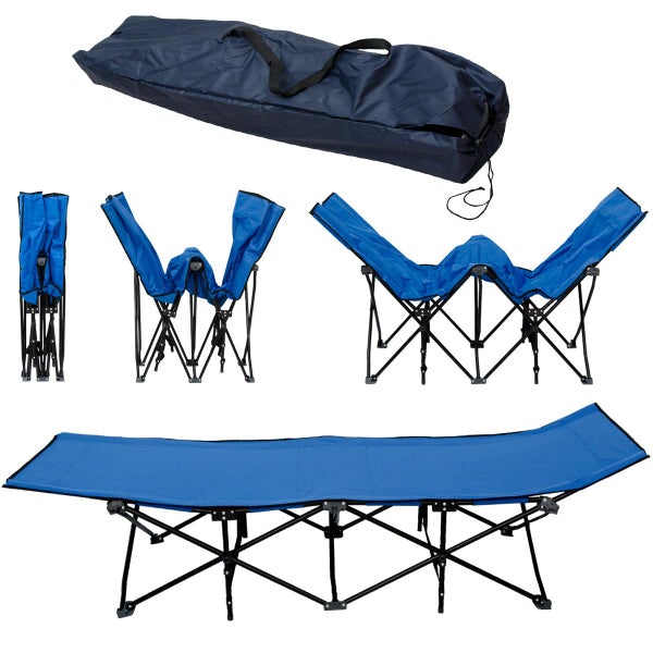 AMANKA Faltlbett Faltliege Feldbett Blau | Camping-Metall-Klappiege ca. 190x70cm | 10-Bein Liege Klappbett | Stahlgestell