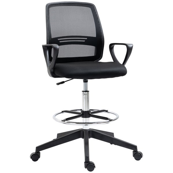 Vinsetto, Arbeitsstuhl, Ergonomischer Drehstuh, L59,5 x T60 x H102,5–126 cm, Netzgewebe, Schwarz