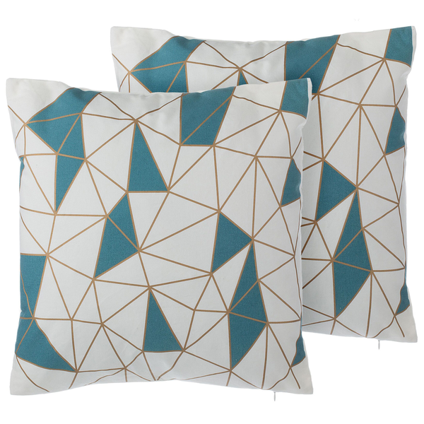 Dekokissen 2er Set CLARKIA Baumwolle 45 x 45 cm Blau Geometrisches Muster