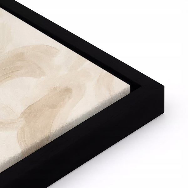 Detailansicht eines Leinwandbildes mit schwarzem Rahmen und abstrakten Farbverläufen