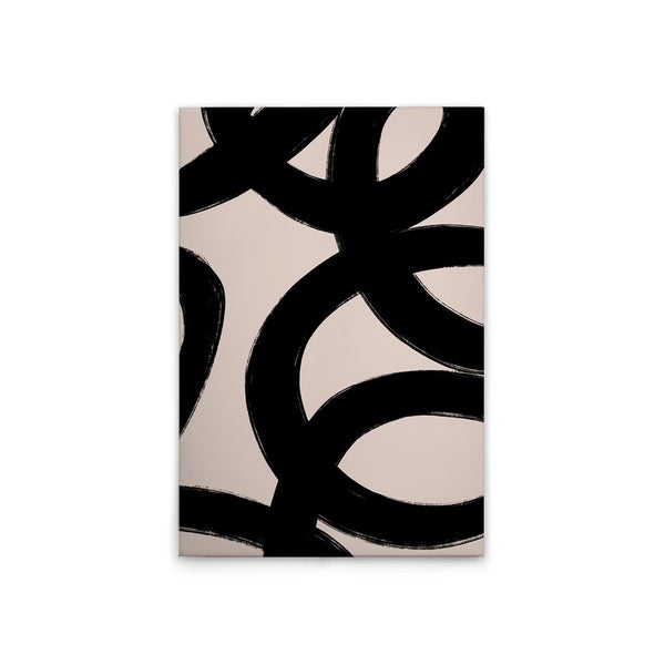 Abstrakte Leinwandkunst mit schwarzen Kreismotiven