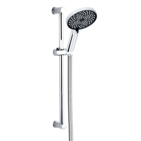 EcoRain 50% Wassersparender Gleitstangen-Duschset Charly - Handbrause 13 CM - Hoher Wasserdruck - Universeller Anschluss - Anti-Kalk Duschkopf - Chrom