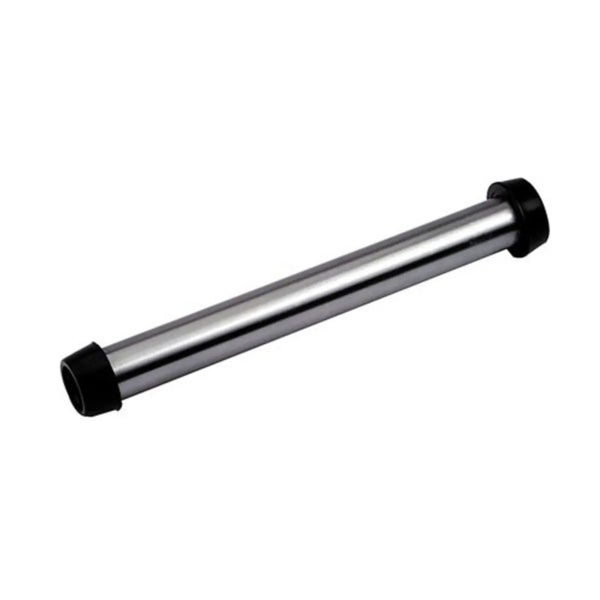 Metallrohr mit schwarzen Endkappen für Griffe oder Geländer.