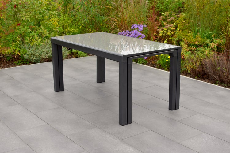 Trivero Gartenmöbelset 11tlg., Klappsessel, Flex Ausziehtisch 160 (320) x 90 cm