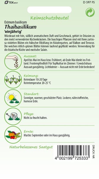 Verpackung Thaibasilikum Saatgut