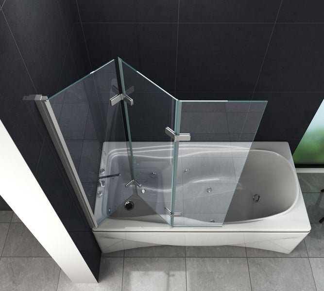 Badewanne mit dreiteiliger Duschwand aus Glas