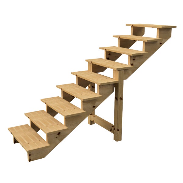 Holztreppe mit sieben Stufen für den Außenbereich