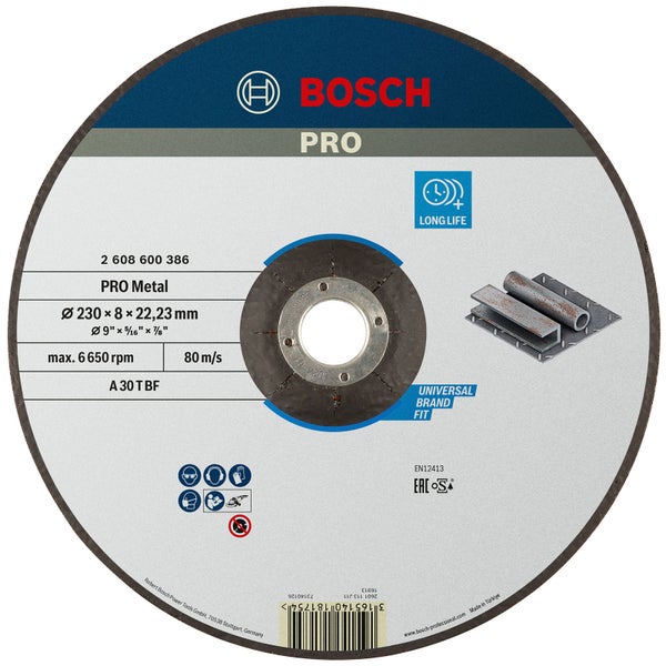 Bosch PRO Metal Schleifscheibe 230 x 8 x 22,23 mm - 2608600386