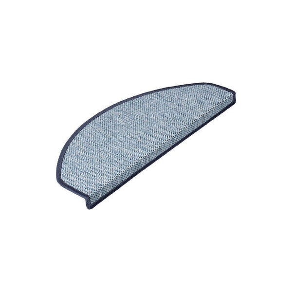 FLOORDIREKT Stufenmatte Sabang - Sisaloptik - Gekettelter Rand & Selbstklebend - Blau - 23,5 x 65 cm - Halbrund
