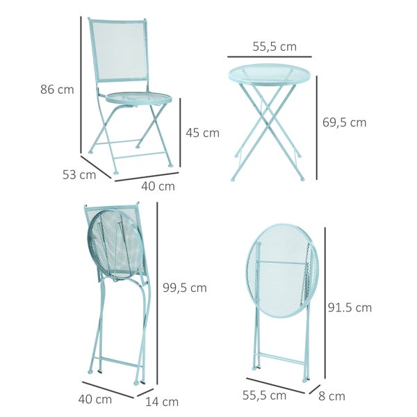 Abmessungen von Gartentisch und Gartenstuhl