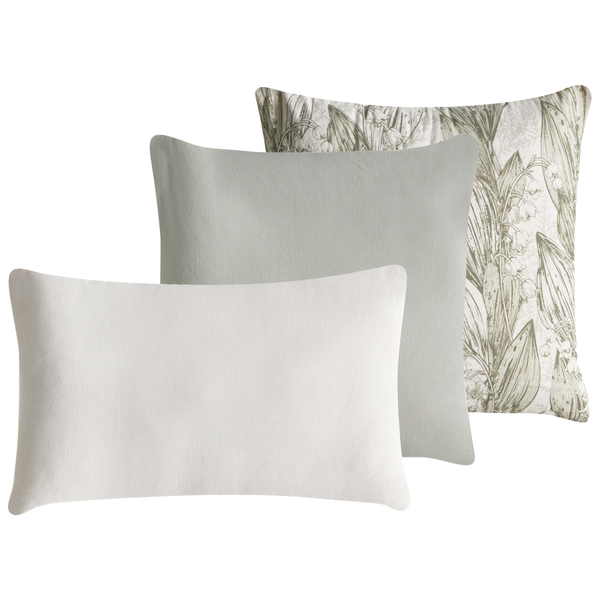 Dekokissen Set mit floralem Muster und schlichten Designs