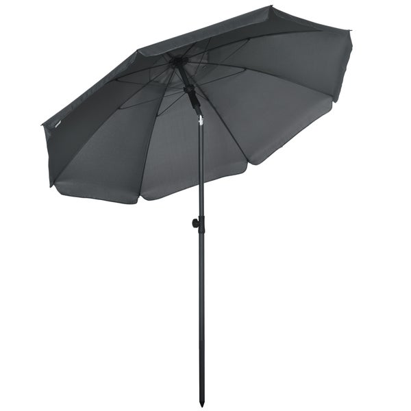 Outsunny Sonnenschirm Strand Ø180 cm UV 50+ windfest stabil Strandschirm mit UV-Schutz sturmfest Balkon-Schirm faltbarer Gartenschirm sicherer Sonnenschutz für Reisen Strand Balkon Camping Dunkelgrau