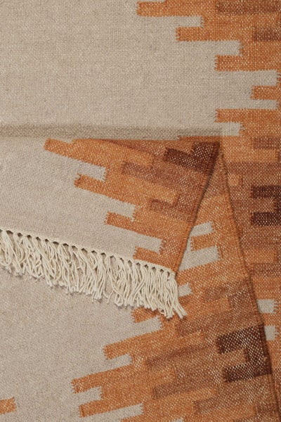 Kelim Teppich Beige Terracotta aus Wolle Belle Green Looop 80x150 cm