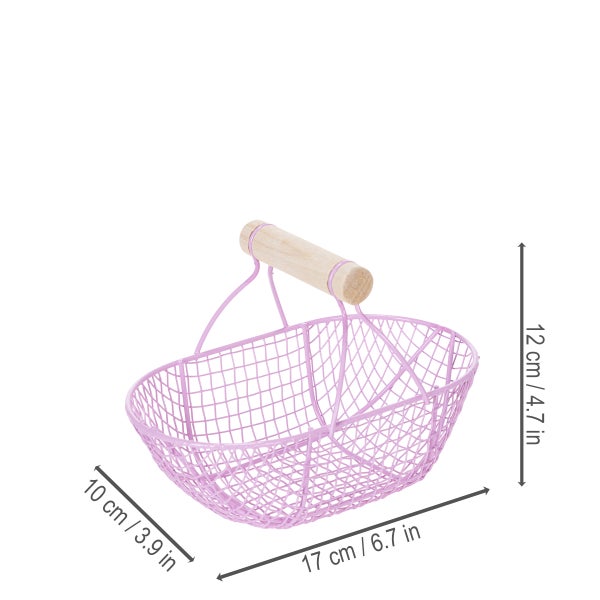 Dekokorb aus Metall mit Holzgriff, Abmessungen 17 x 10 x 12 cm