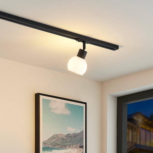 Lindby Stromschienenleuchte Linaro (Modern) in Schwarz aus Glas (1 flammig, E14) - 1-Phasen Stromschiene Stromschienenstrahler Flurleuchte