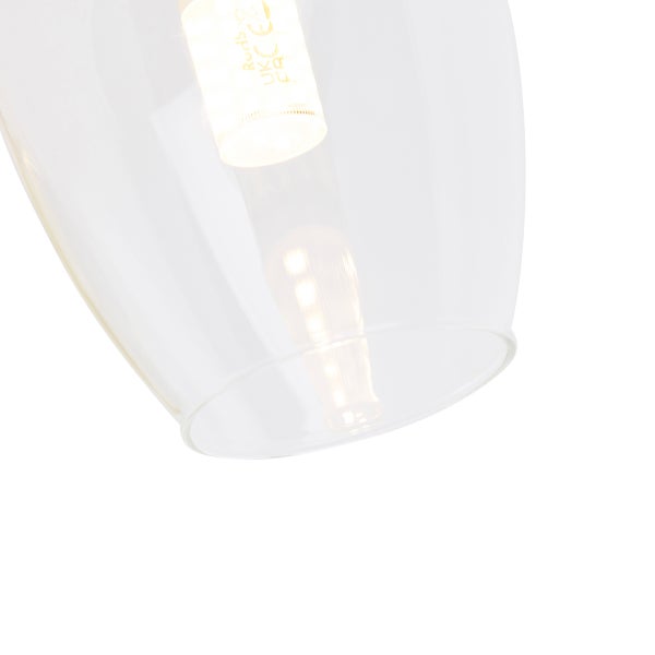 Detailansicht einer Lampe mit klarem Glasschirm