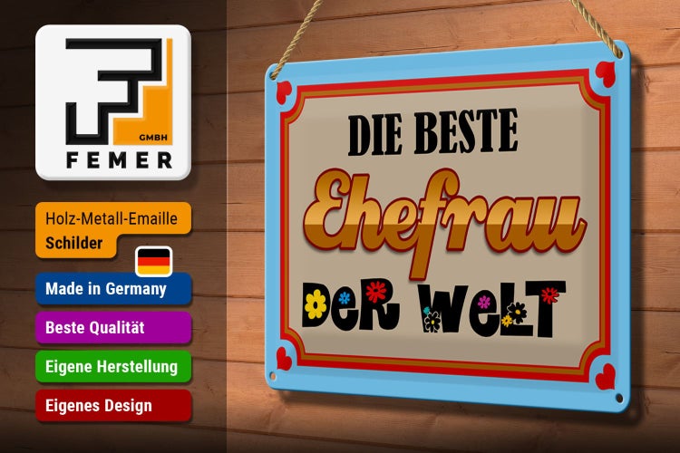 Blechschild Spruch 30x20cm die Beste Ehefrau der Welt