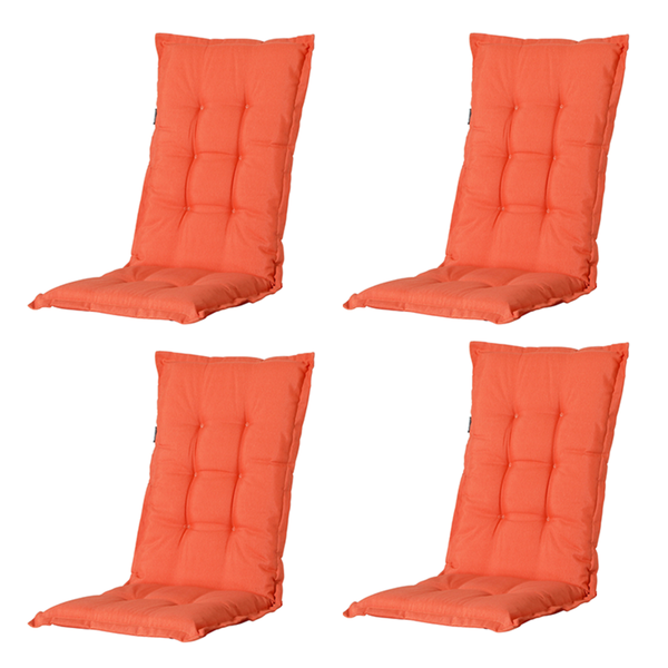 Hochlehnerauflage Panama Flammenorange - Ca. 123x50 cm - 4er-Set