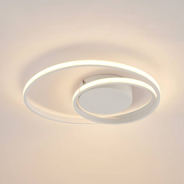 Lindby LED Deckenleuchte Emisua dimmbar mit Leselampe (Modern) in Weiß aus Aluminium (1 flammig, ) - Lampe Deckenlampe Wohnzimmerleuchte