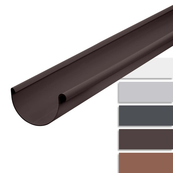 Halbrunde Dachrinne in verschiedenen Farben für die Dachentwässerung.