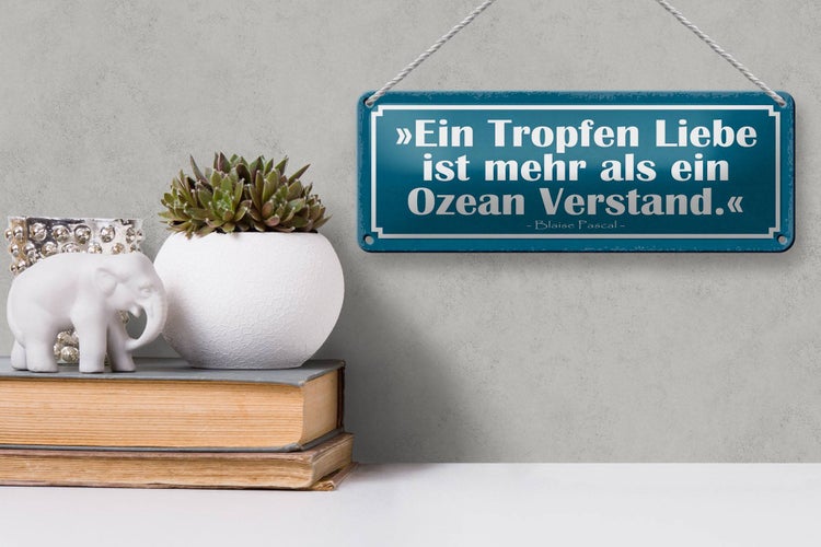 Blechschild Spruch 27x10cm Tropfen Liebe mehr als ein Ozean Dekoration