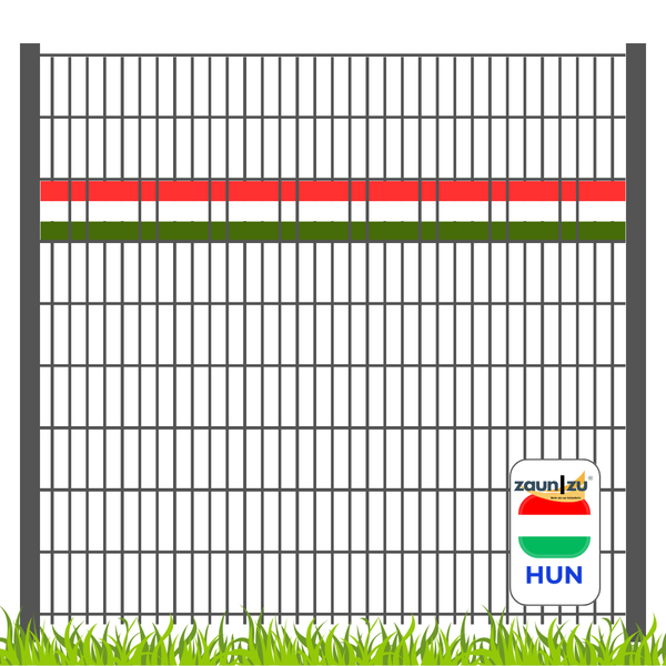 Zaun mit ungarischer Flagge und Zaun zu Logo